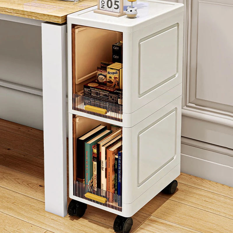 White Foldable Storage Cabinet Bathroom Organizer Slim Cabinet