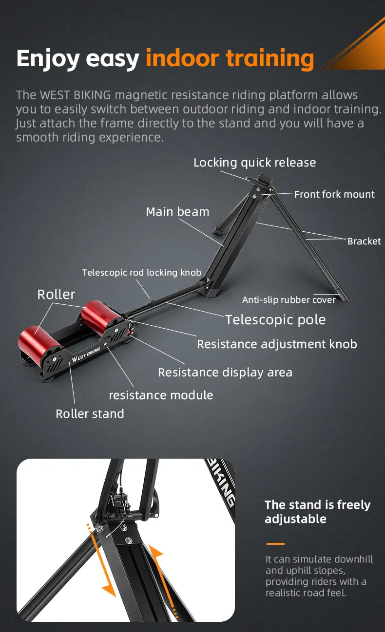 West Biking Bicycle Magnetic Resistance Roller Training Stand