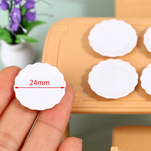 2pcs 12 Dollhouse Miniature Ceramic Plate Dessert Lace