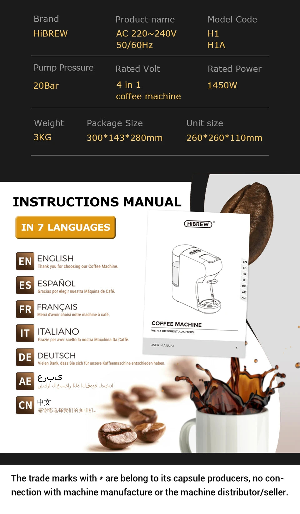 Hibrew In Multiple Capsule Coffee Maker Full Automatic