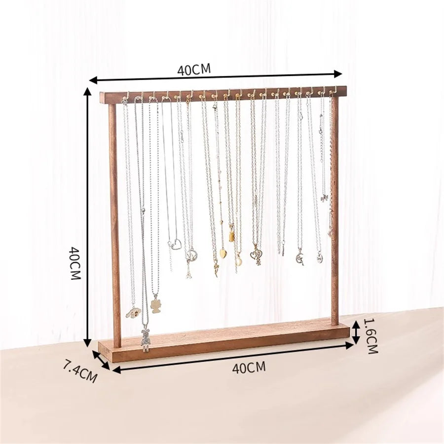 Jewelry Organizer Display Stand Wood Necklace Hanging Countertop