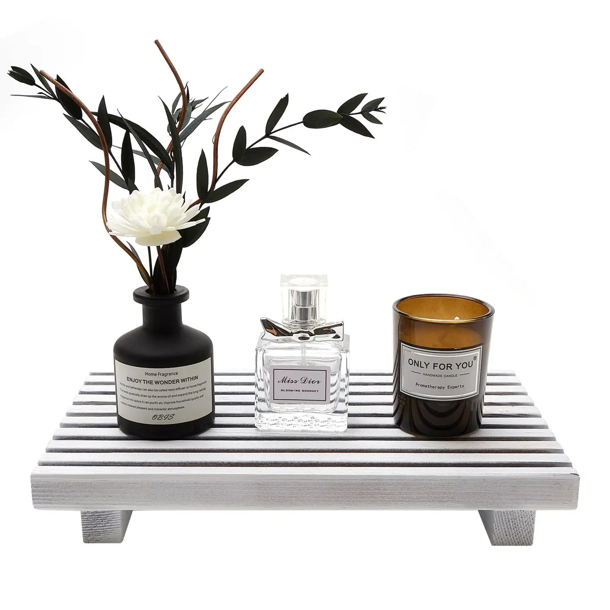Bathroom Counter Organizer Wooden Display Pedesta Stand