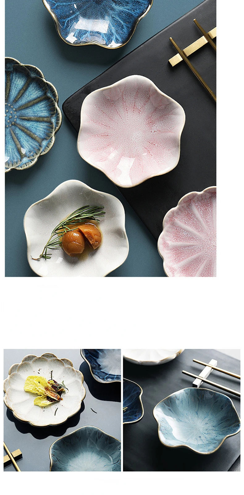 Japanese Ceramic Plate Retro Kiln Glaze Barbecue Mini