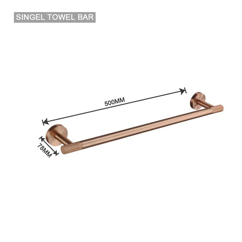 Brushed Rose Gold Brass Knurling Toilet Brush Holder