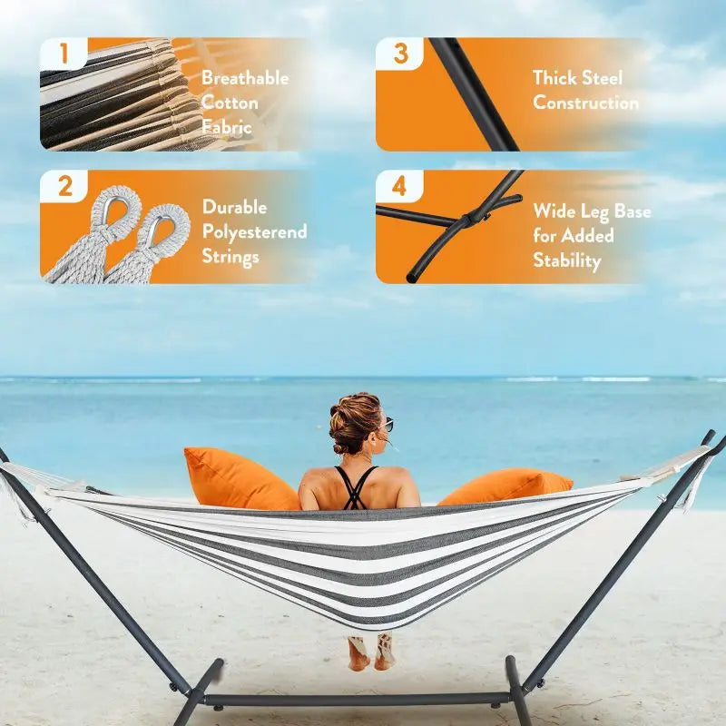 Gyroor Hammock Adjustable Stand- Stylish Hammock Bed W/Storage