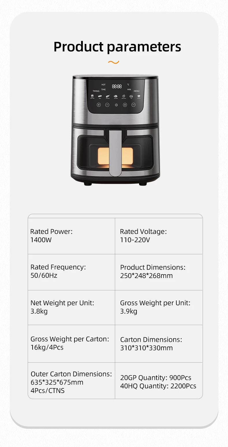 Divedeer 7l Visual Air Fryer - Large Capacity