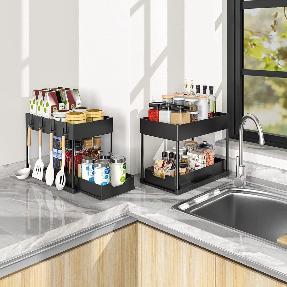 Tier Under Sink Organizer Sliding Cabinet Basket Organizer