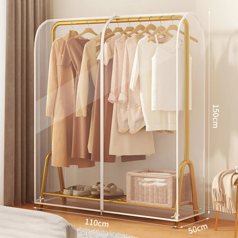 Floor Clothes Hanger Dust Cover Bedroom Drying Rack
