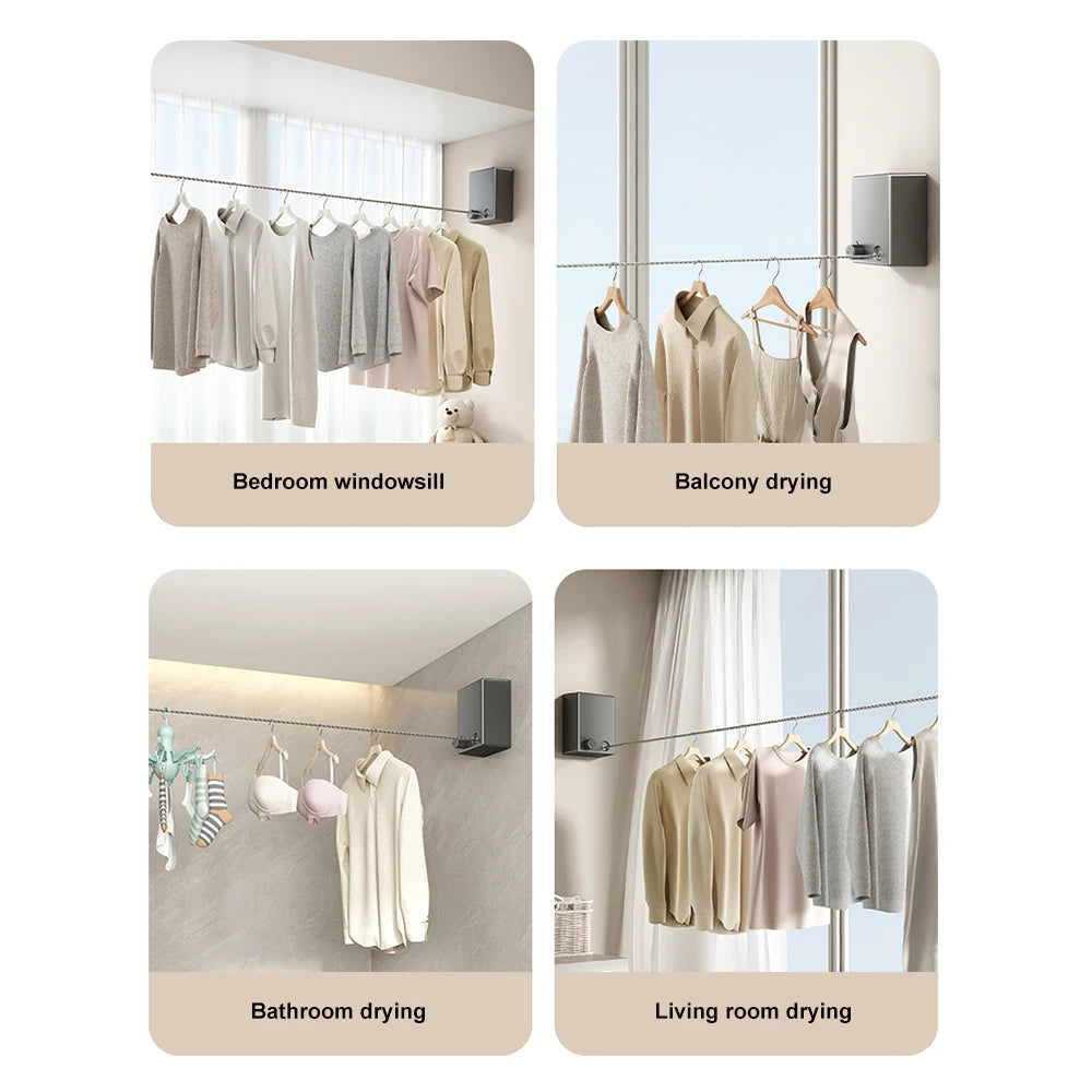 Retractable Clothesline Stainless Seel Pull-Out Clothes-Drying