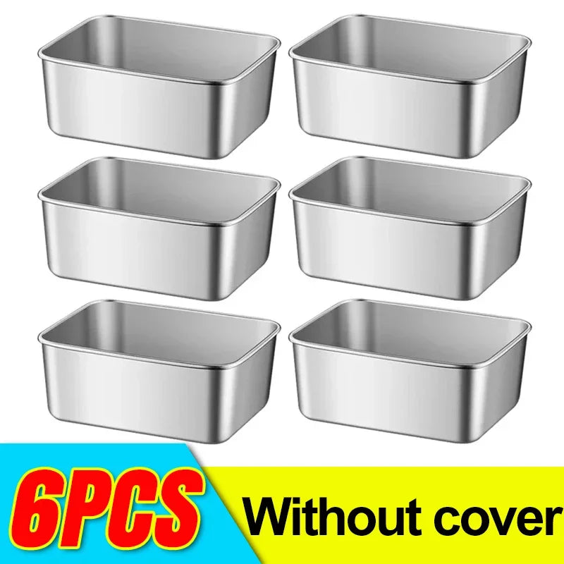 Stainless Steel Food Storage Container Fridge Fresh-Keep Storage
