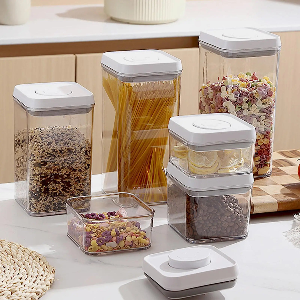 Cereal Container Airtight Jars Clear Stackable Sealed Jar