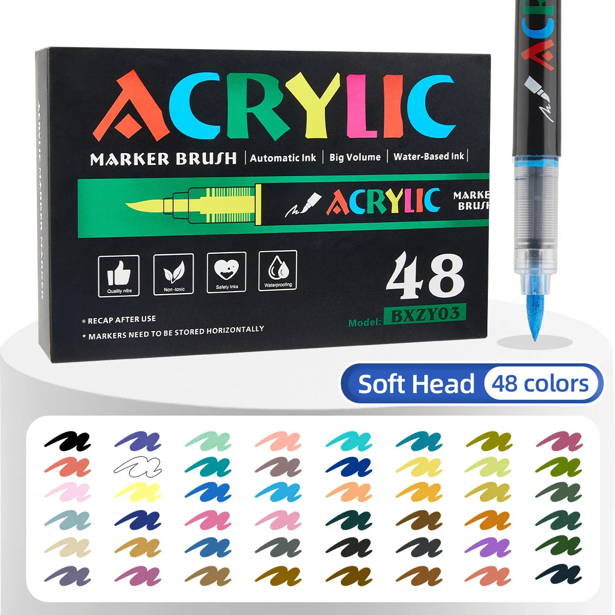 12-168 Colors Acrylic Paint Pens Markers Brush Tip