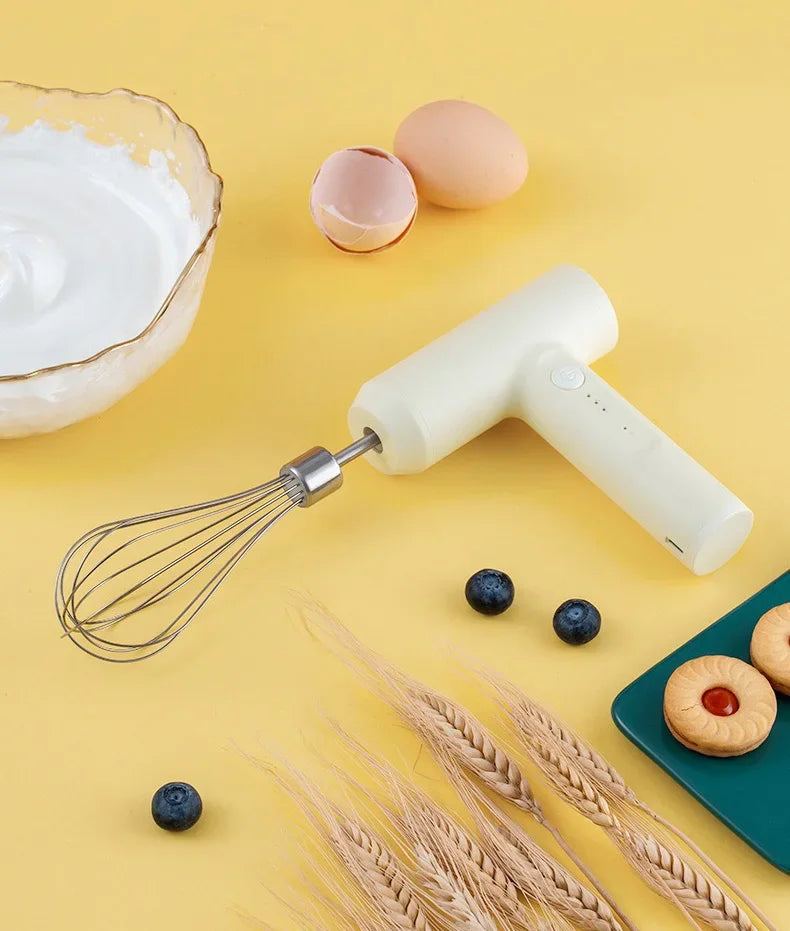 Electric Egg Beater Food Whisk Handheld Rechargeable Speeds