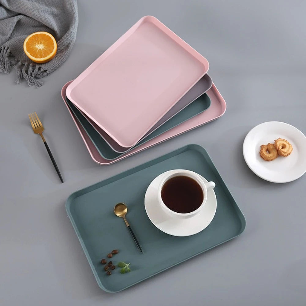Nordic Rectangular Plastic Serving Tray Anti-Slip Pp Food