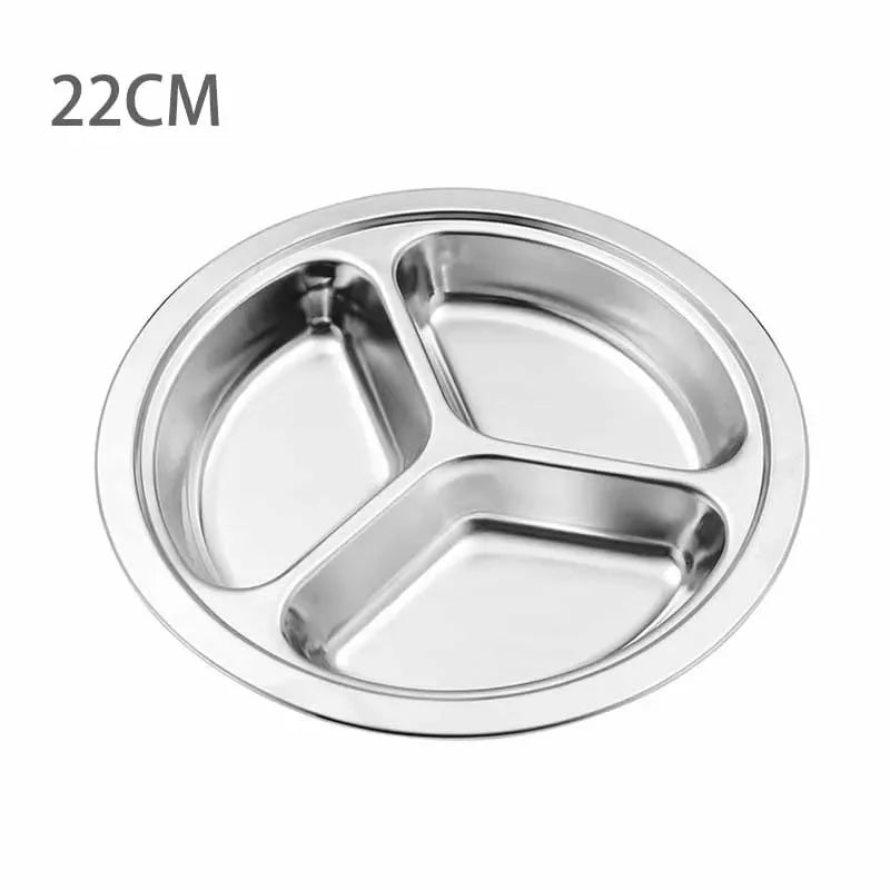 Dish Dinner Plate 1pcs Silver Stainless Steel Sections