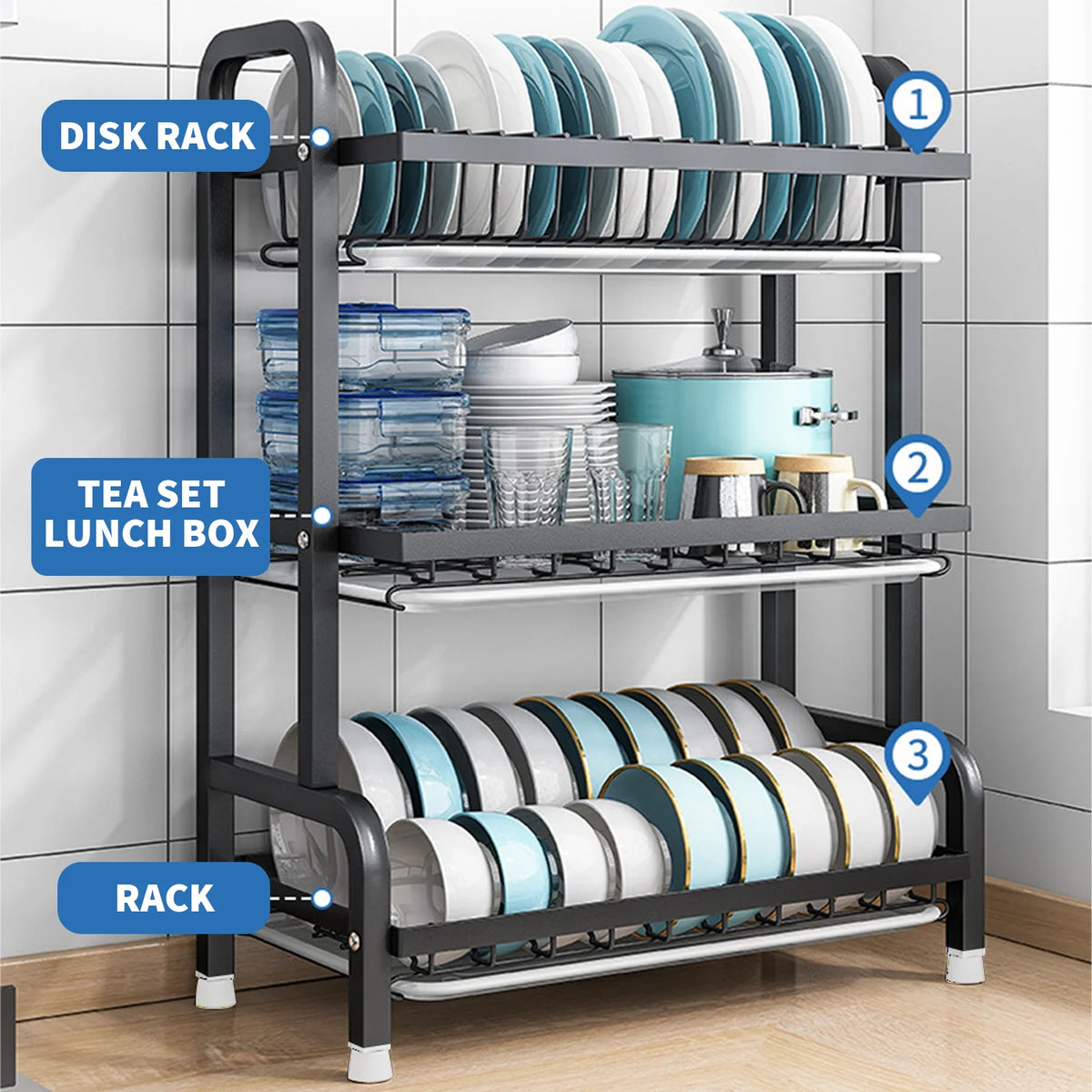 Dish Bowl Drainer Storage Rack Utensil Holder Dish