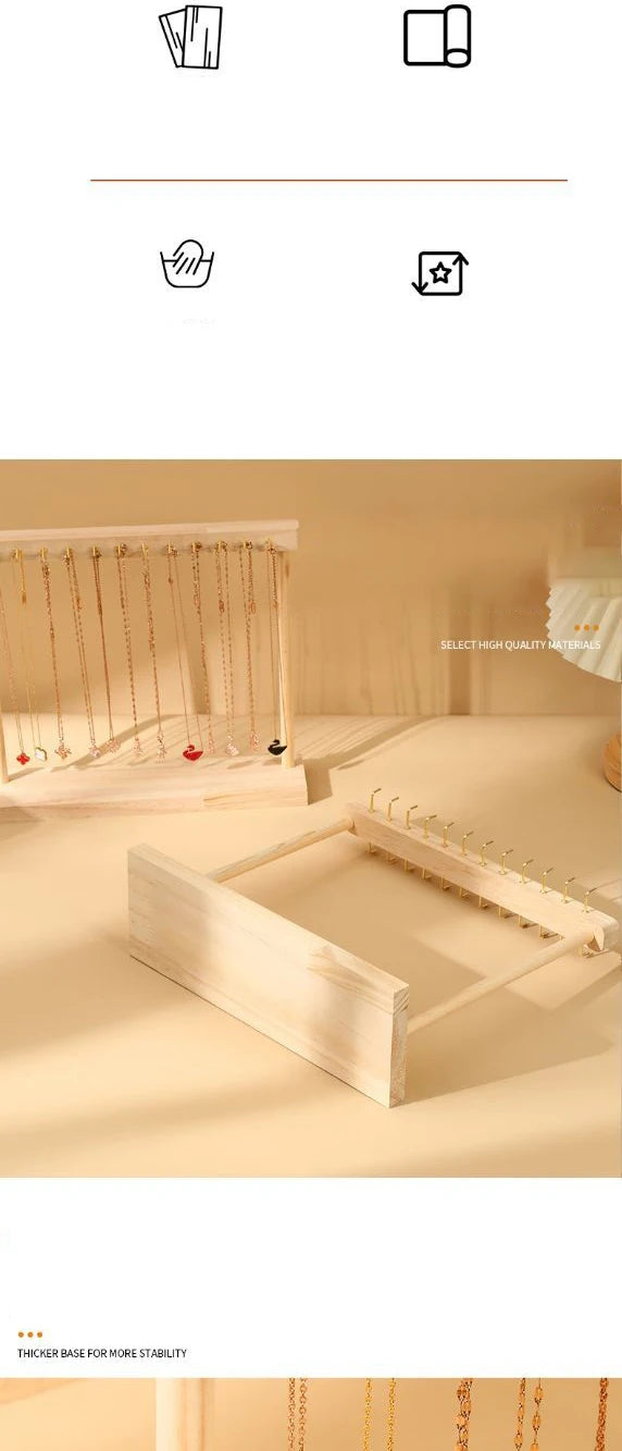 Jewelry Organizer Display Stand Wood Necklace Hanging Countertop