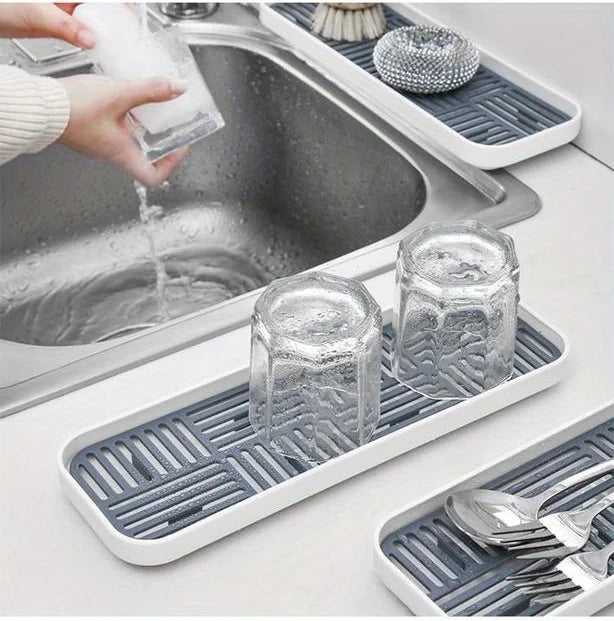 Sink Organizer Drain Tray Sponge Holder Cutlery Drainer