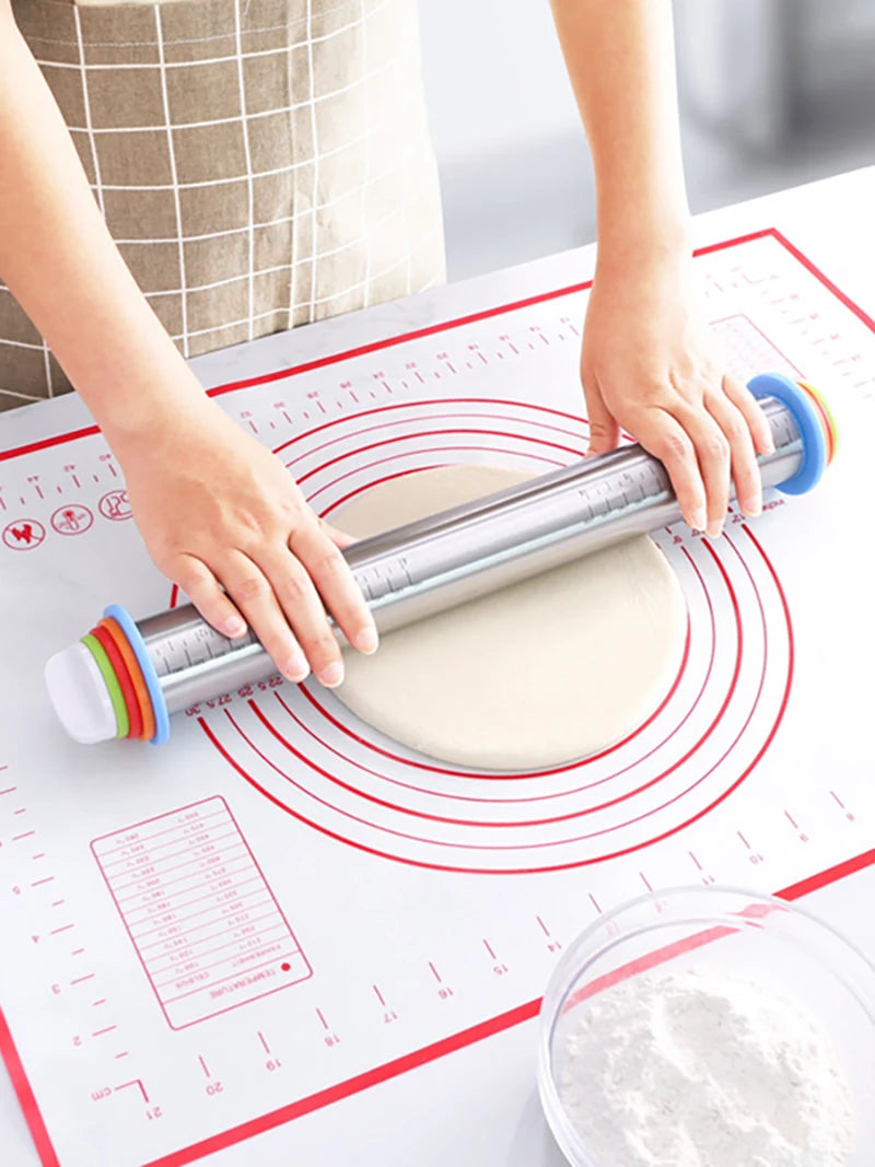 Stainless Steel Rolling Pins Silicone Baking Pastry Mat