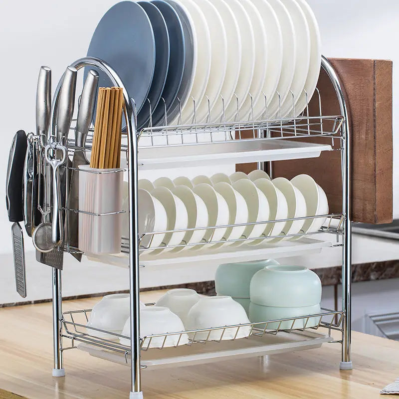 Dish Drying Rack Adjustable Stainless Steel Tier Plates