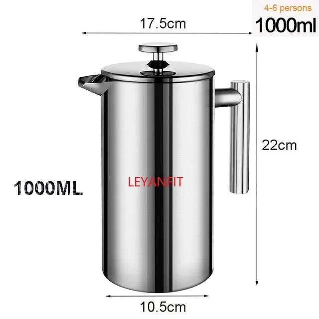 5l Coffee Maker French Press Stainless Steel Espresso