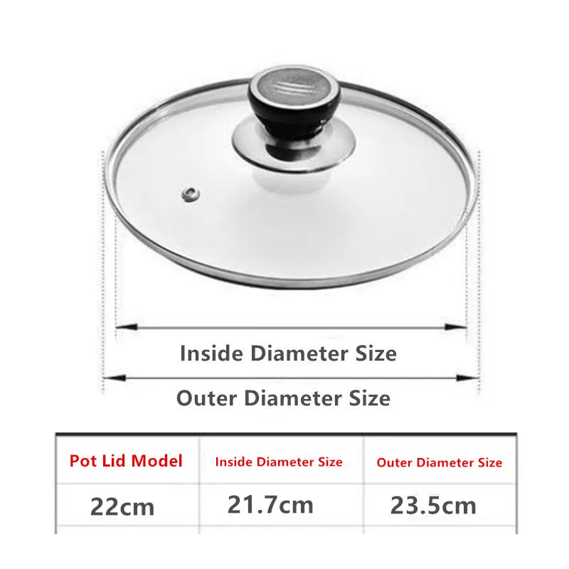 16-32cm Tempered Glass Pot Cover Anti-Scalding Circular Frying