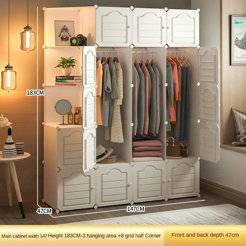 Bedroom Dustproof Clothes Cabinets Plastic Collapsible Durable