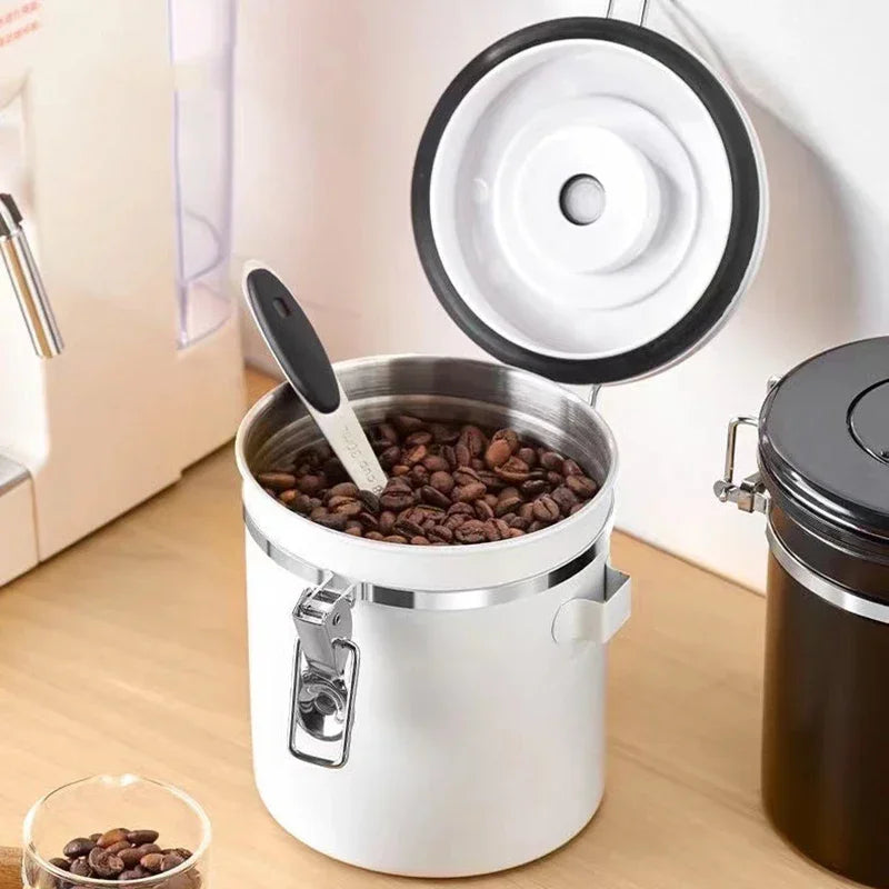 Stainless Steel Coffee Beans Vacuum Storage Jar Spoon