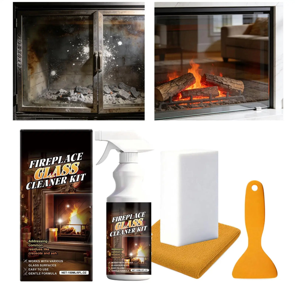 150ml Fireplace Glass Cleaner Heavy-Duty Cleaning Agent Remove