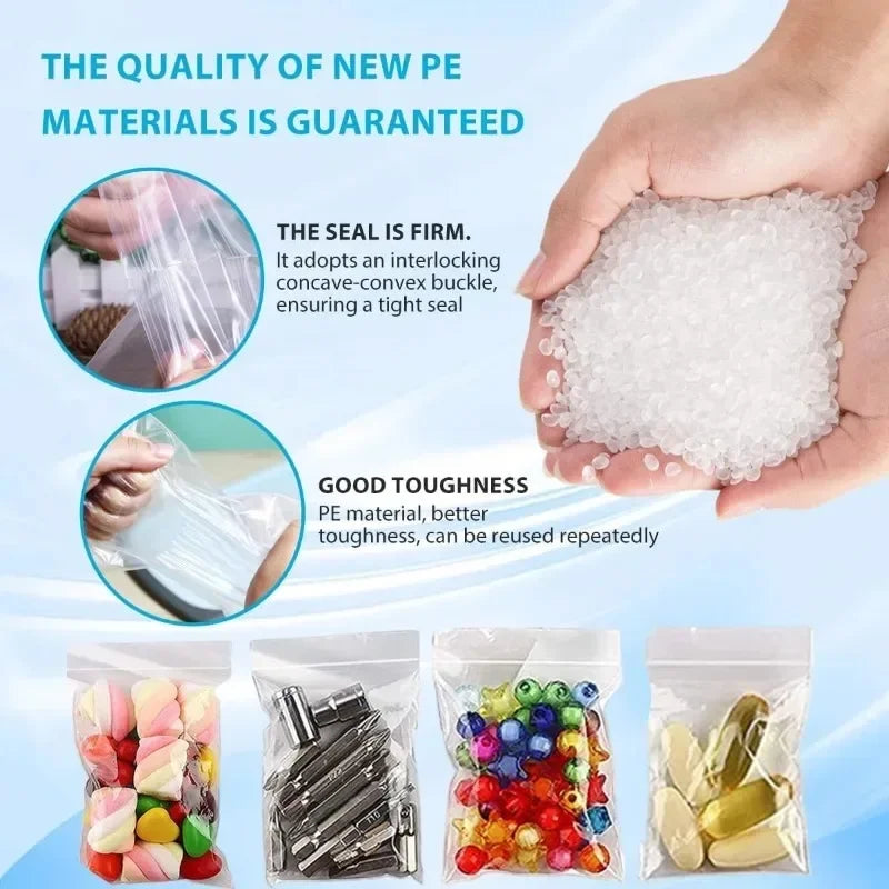 100-600pcs Small Zip Lock Plastic Bags Reclosable Transparent