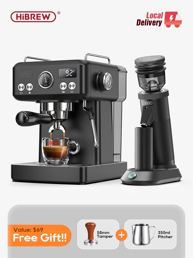 Hibrew H10a Black Espresso Machine Temperature Volume Pre