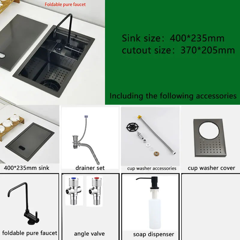 Mini Bar Sink Matte Black Nano Coating Cup