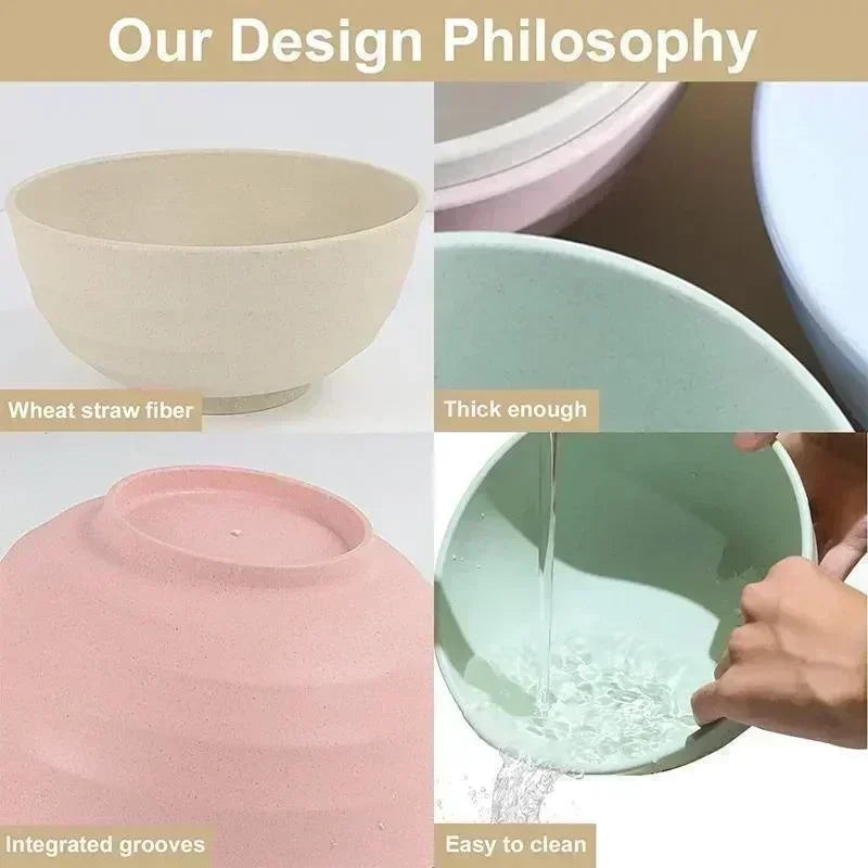 Children Bowl Sustainable Wheat Straw Tableware Kids Family
