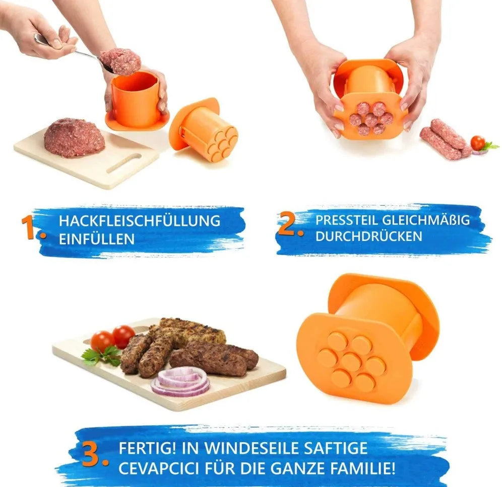 One Press Cevapcici Maker Dog Burger Meat Sausage