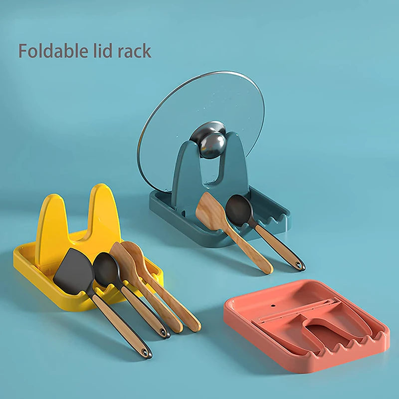 Foldable Pot Lid Rack Plastic Spoon Holder Fork