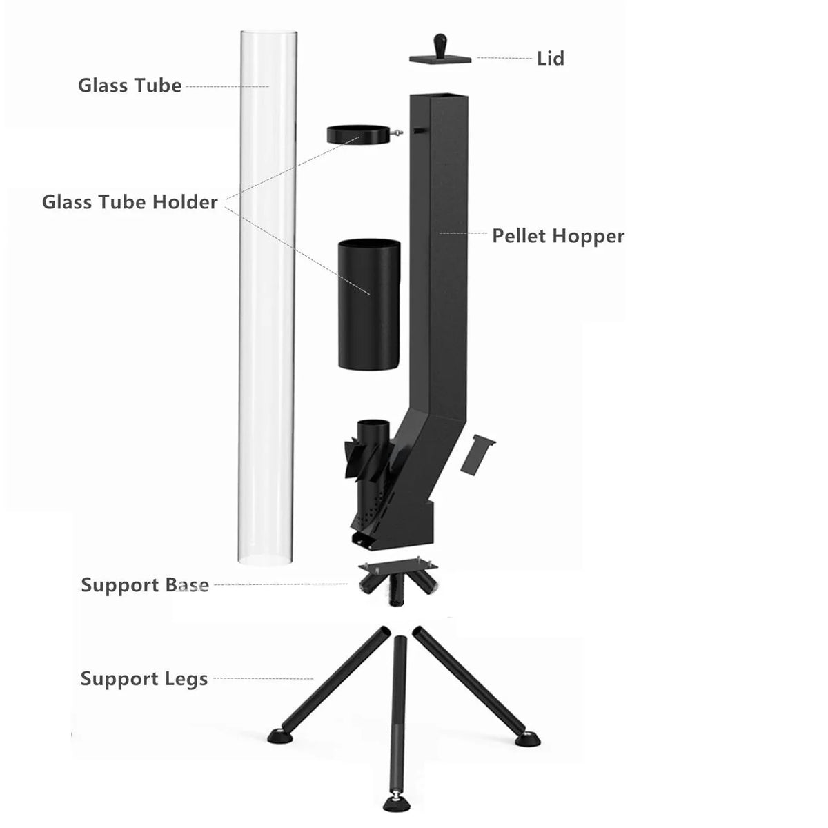 Vertical Wood Burning Rocket Stove Courtyard Heating Stove