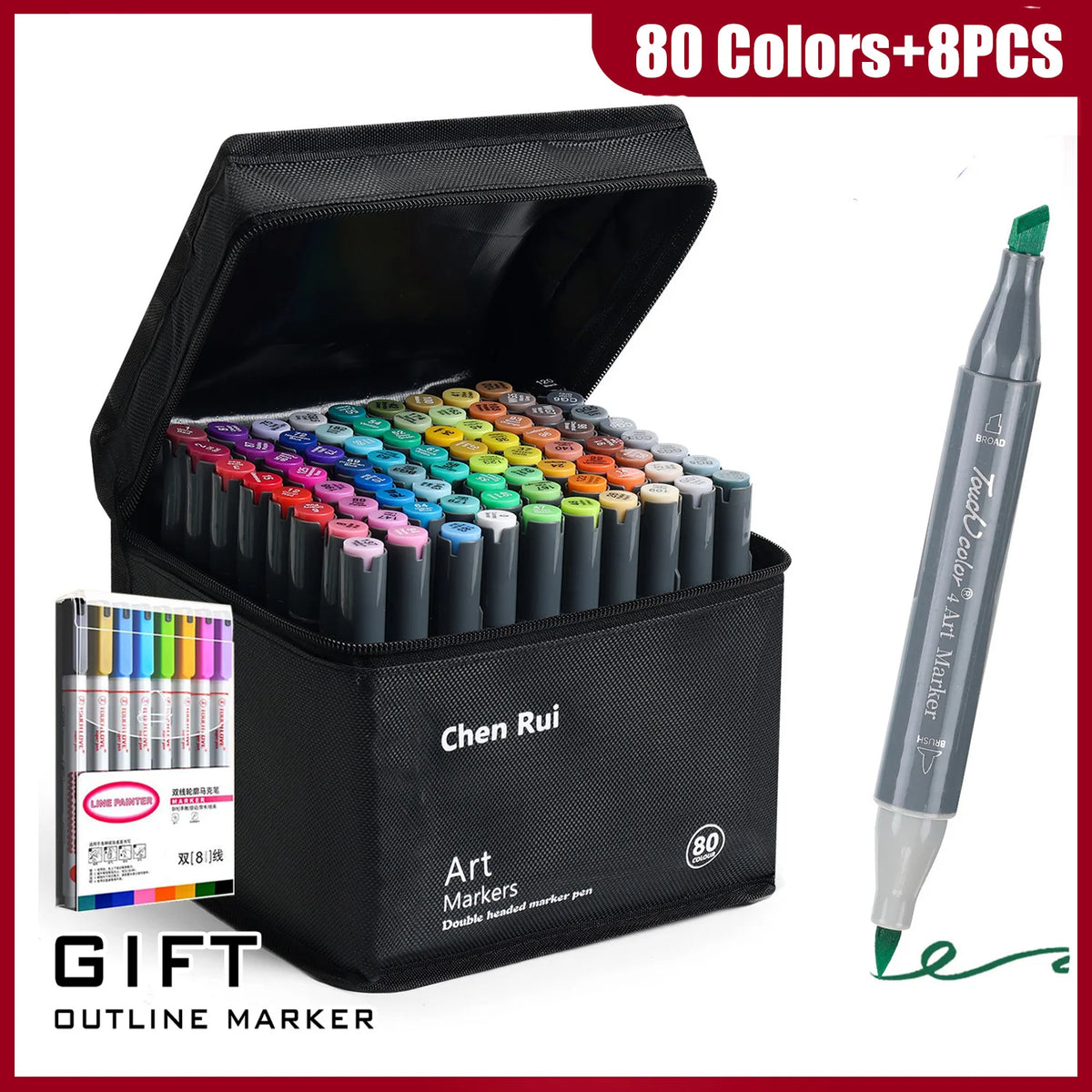 48-180 Colors Dual Tip Brush & Chisel Permanent