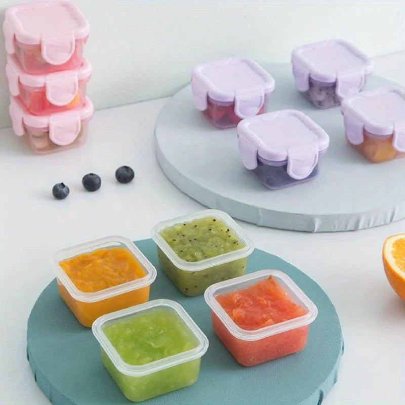 4pcs Mini Food Storage Container Leakproof Lid Sauce