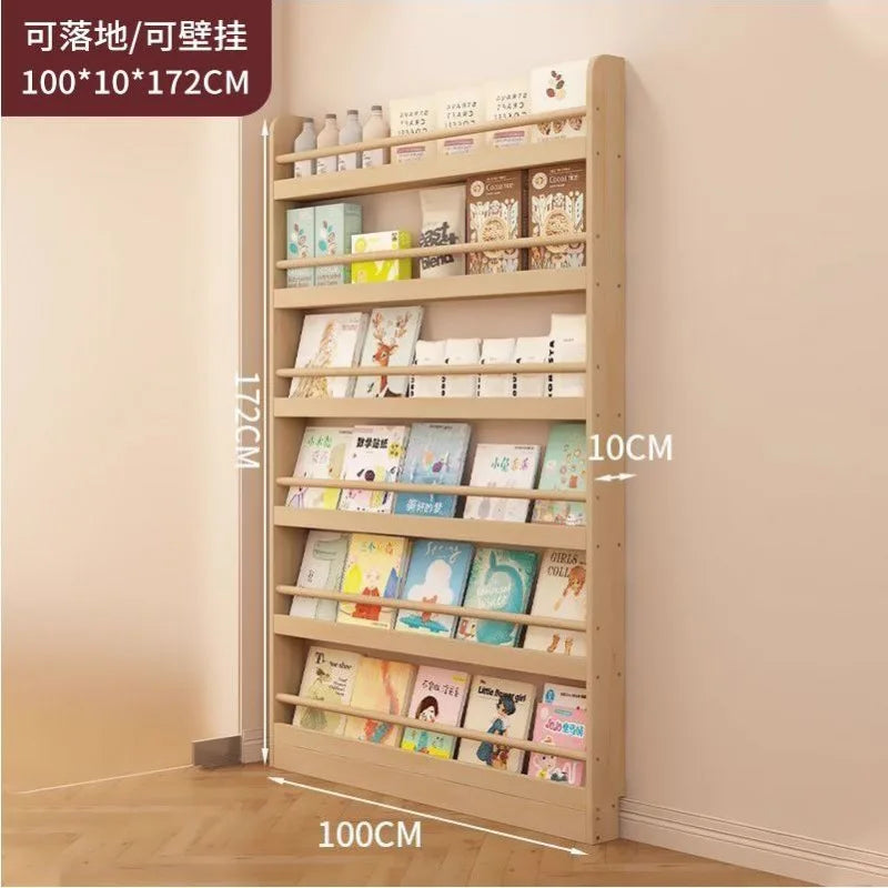 Corner Storage Rack Ultra-Thin Solid Wood Floor-Standing Bookcase