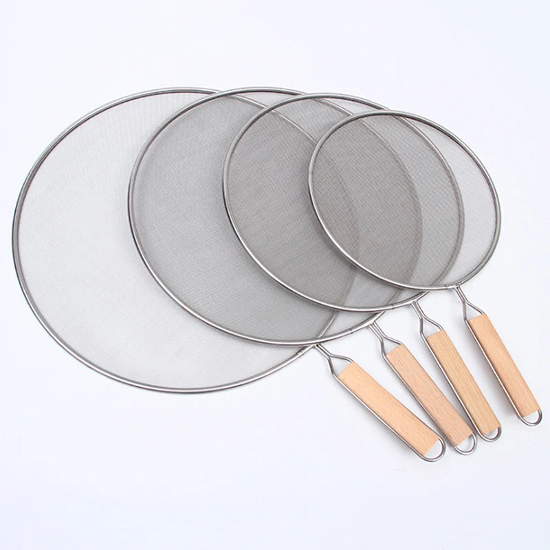 Stainless Splatter Screen Mesh Pot Cover Silver Oil