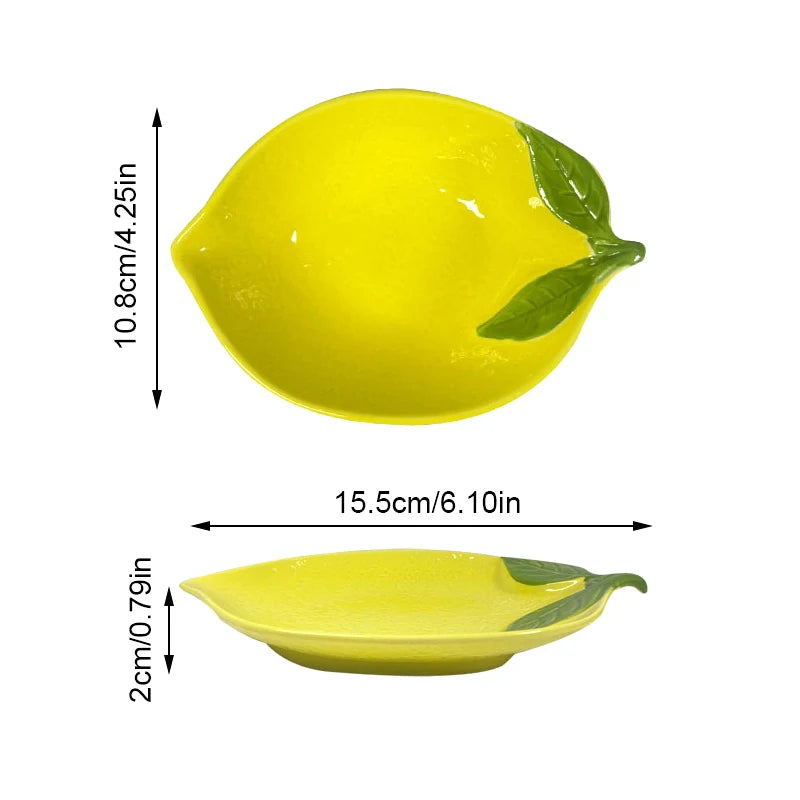 Creative Cartoon Lemon Shaped Ceramic Dish Salad Dish