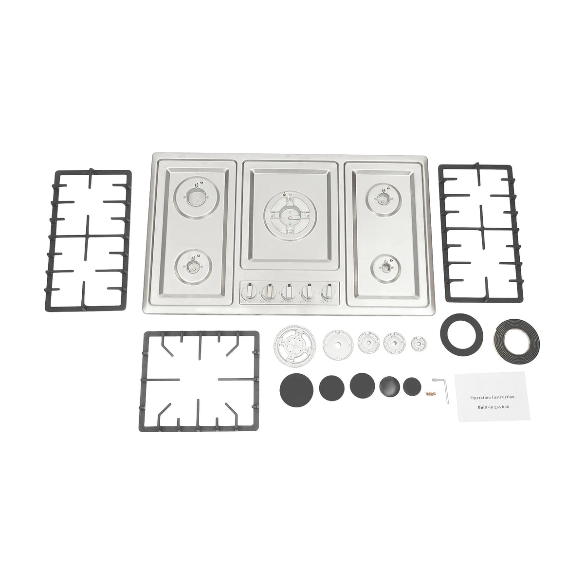 5-Burner Stainless Steel Gas Cooktop 3kw Max Output