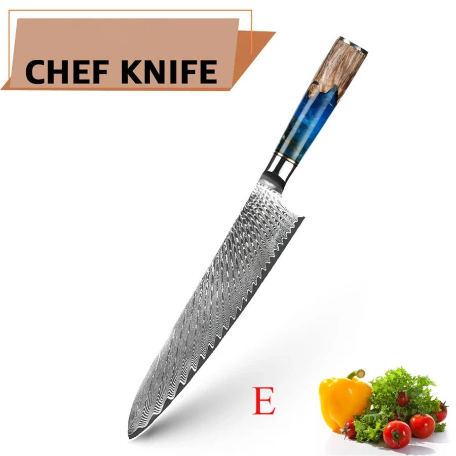 1pc Knife Damascus Steel Slicing Knife Meat Cleaver