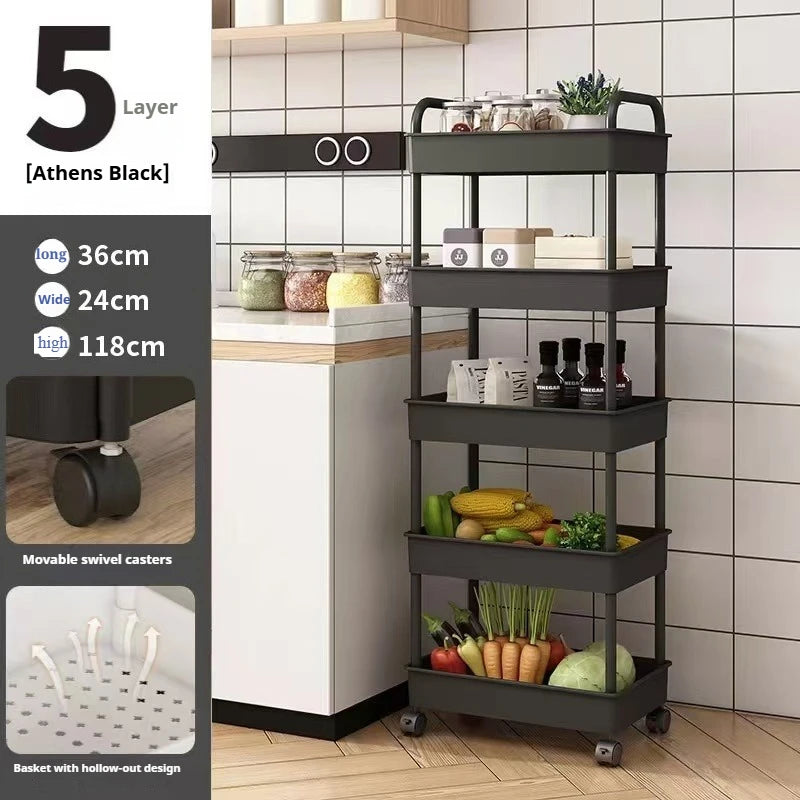 Tier Rolling Storage Cart Wheels Slim Organizer Fruit