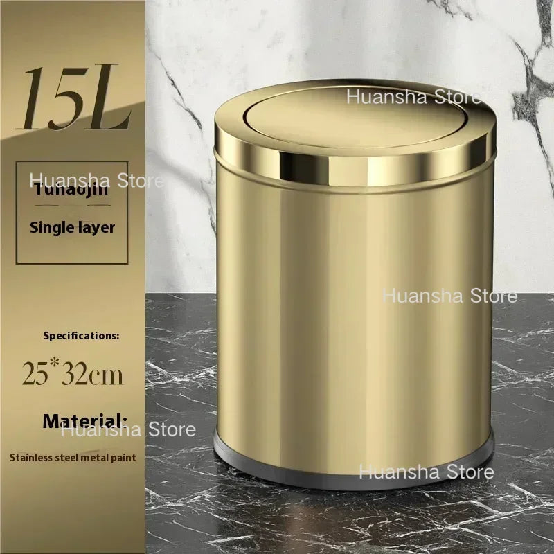 Stainless Steel Trash Can Gold Bathroom Bedroom Recycle