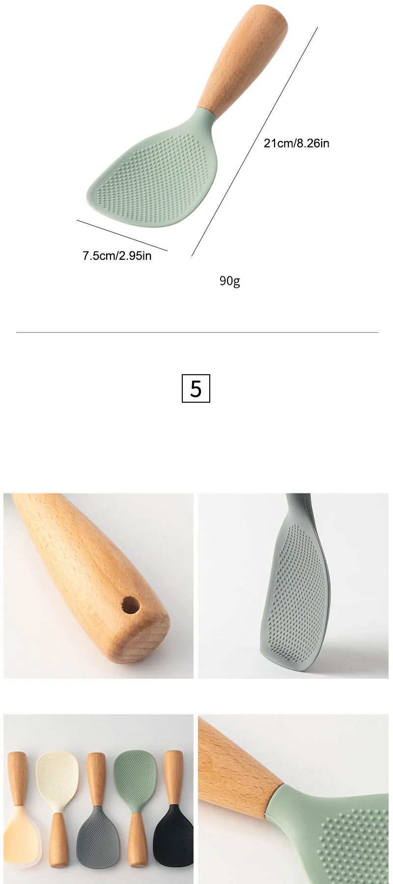 Non-Stick 1pcs Silicone Rice Spoon Cooking Spoon Anti-Scalding