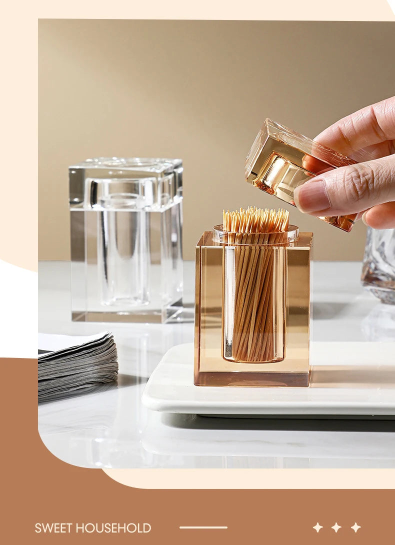 Luxury Crystal Glass Toothpick Box Barrel Dining Table