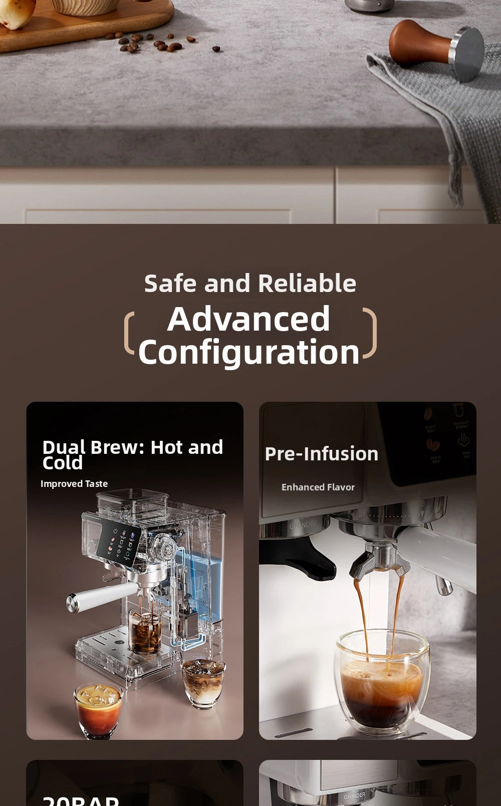2-In-1 Cold & Coffee Maker Built-In Grinder &