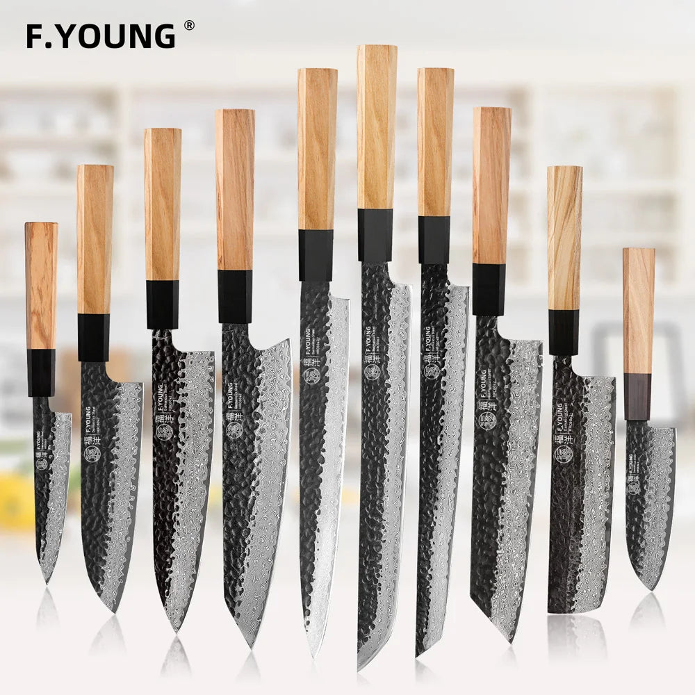 Young Damascus Steel Knives Japanese Hand Forged Chef