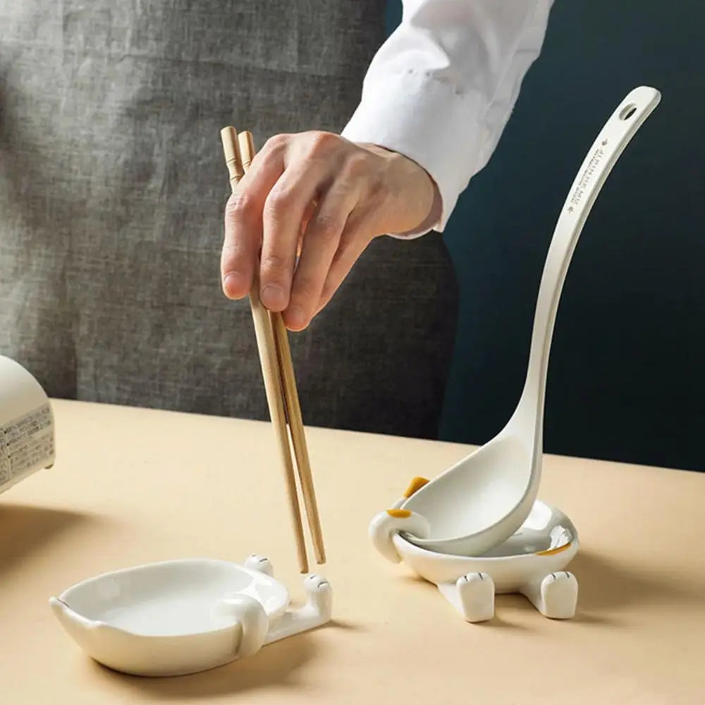 Cooking Cartoon Spoon Rest Cat Design Ceramic Spoon